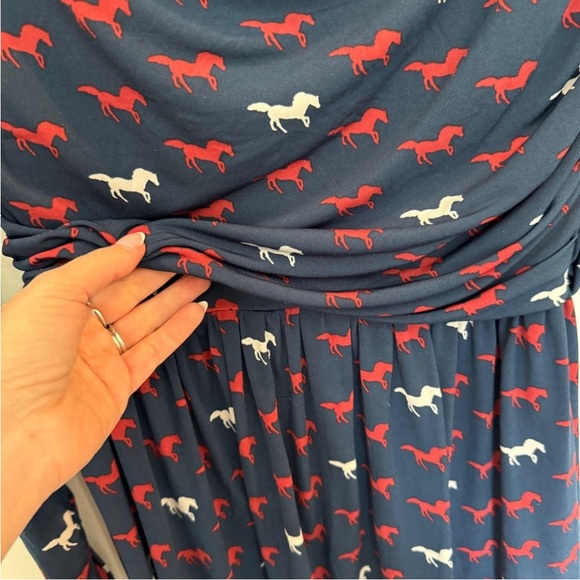 Leota New York Chase & Wonder HORSE Drapey Dress SIZE 6 Blue Long Sleeve Western - Picture 3 of 12